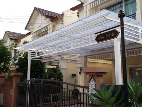 โครงเหล็กสีขาว แผ่นดีไลท์สีขาว - ร้าน กันสาด 