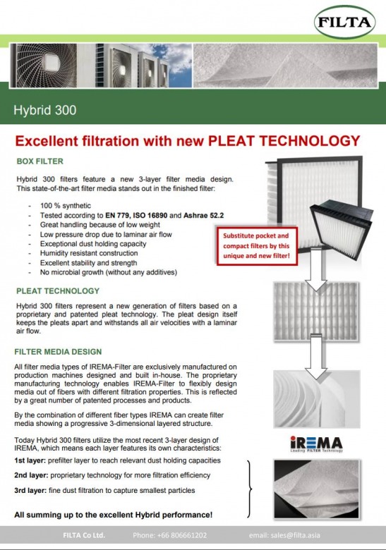 ็็แผ่นกรองอากาศ ฟิลตา Hybrid 300 ็็แผ่นกรองอากาศ ฟิลตา Hybrid 300