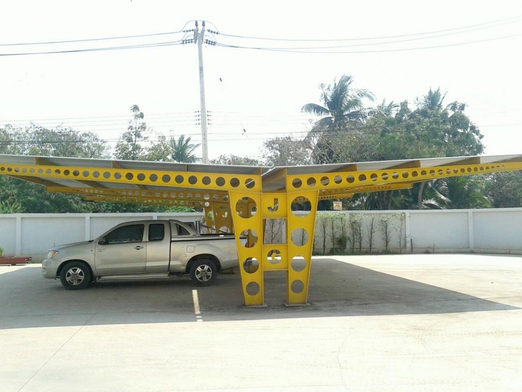 โครงสร้างหลังคาเหล็กจอดรถ cellular beam